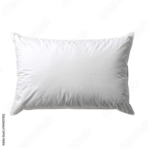 Bright white pillow resting on a simple surface in a clean setting during daylight hours for comfort and relaxation on transparent background