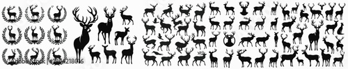 Vector set image silhouette of deer