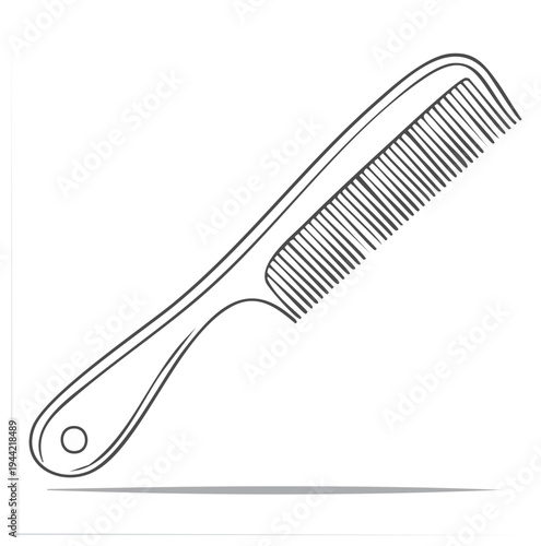 Simple Hand-Drawn Line Art of a Comb