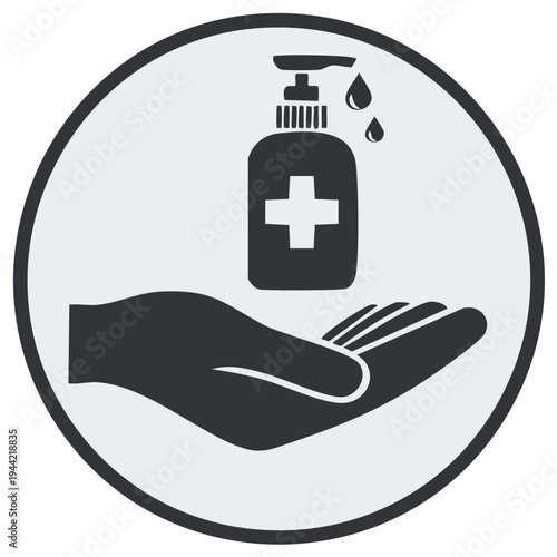 Hand Sanitizer Dispenser on Hand Vector Icon Germ Prevention Hygiene Concept