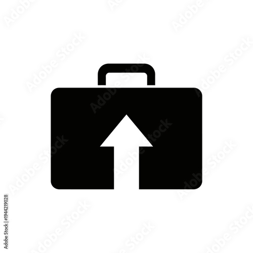 Business Growth Icon: Briefcase with Upward Arrow Symbolizing Success and Career Advancement