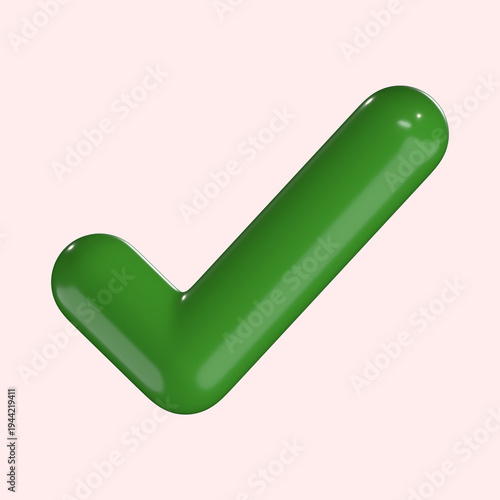 Glossy 3D Green Checkmark Symbol