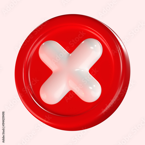 3D Red X Mark Icon
