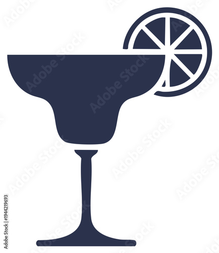 Minimalist Margarita Cocktail Icon with Lime Garnish Vector Illustration