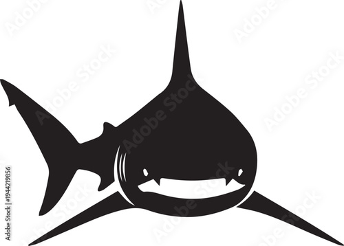 Black silhouette of a shark with sharp teeth