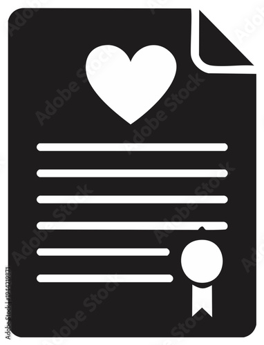 Formal Agreement Sealed with Love and Approval A Paper Document with Heart and Certification