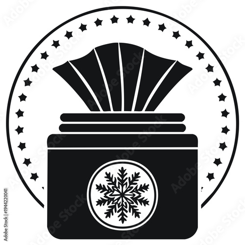 Wet wipes dispenser with snowflake design for winter hygiene.