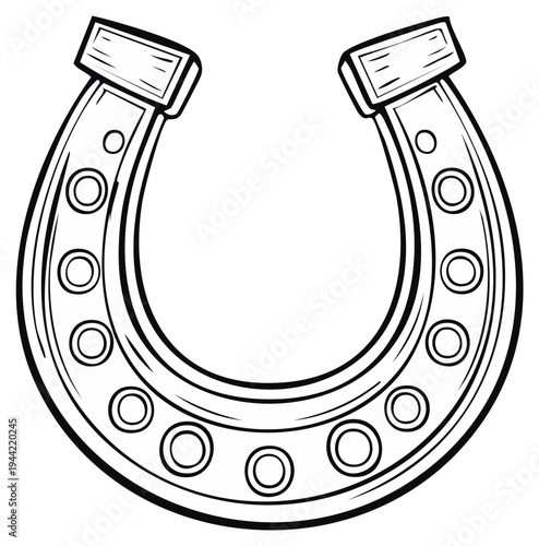 Horseshoe Outline Illustration for Good Luck Charm Symbol on White
