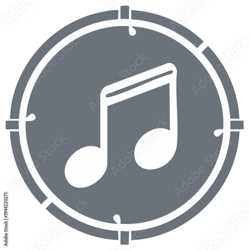 Musical note inside a clock timer icon representing sound timing or audio duration
