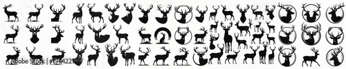 Vector set image silhouette of deer