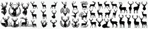 Vector set image silhouette of deer