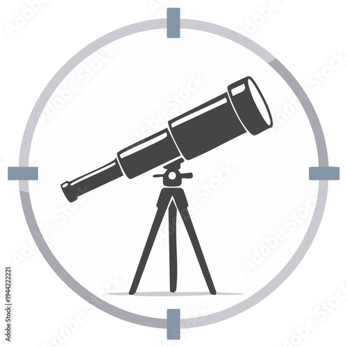 Telescope illustration on tripod in sight aiming for astronomy stargazing exploration