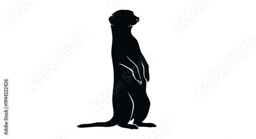 Silhouette of a meerkat standing upright against a clean white background