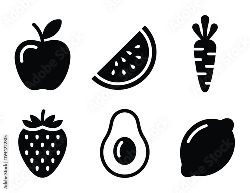 Fresh Fruit Vector Icons Set