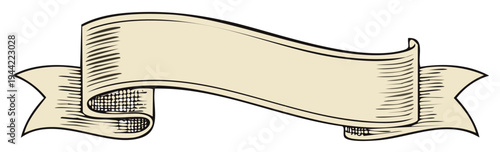 Vintage Scroll Banner with Shaded Details for Text or Headline Display