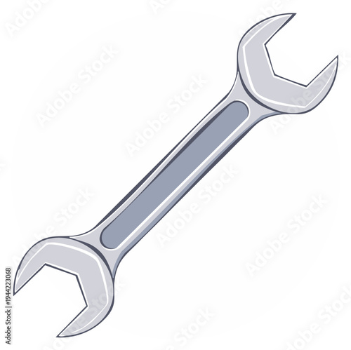 Detailed gray open-end wrench tool illustration for repair and maintenance tasks