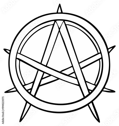 Anarchy Symbol Circled A Star Graphic Outline Vector Illustration