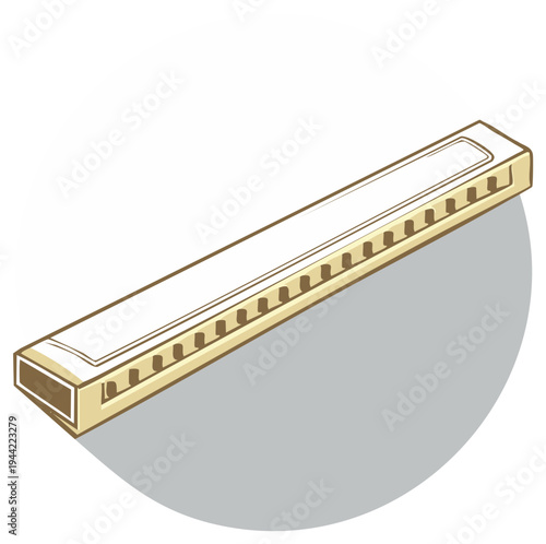 Harmonica musical instrument illustration, classic blues and folk music.