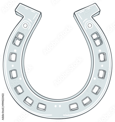 Classic steel horseshoe illustration, a symbol of good luck and fortune