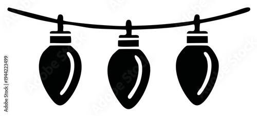 Christmas string lights icon simple black silhouette illustration