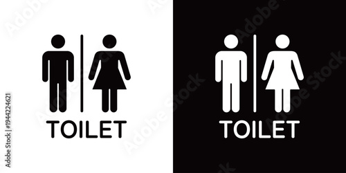 人のシルエットのモノクロトイレアイコン