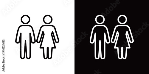 人のシルエットのモノクロトイレアイコン