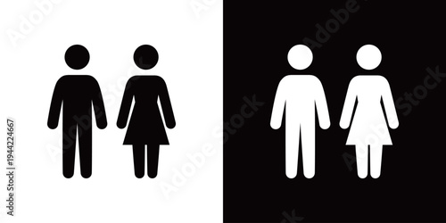 人のシルエットのモノクロトイレアイコン