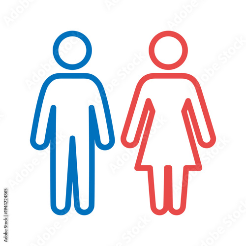 男女のシルエット・カラーのトイレアイコン