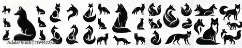 Vector set image silhouette of fox