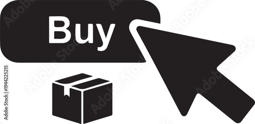 Buy Button with Cursor and Package – Online Shopping Illustration