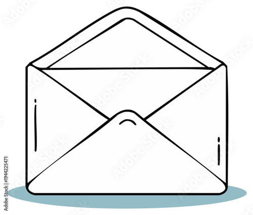 Open Envelope Illustration with Simple Outline Drawing