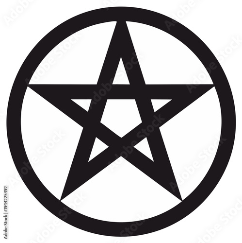 Black pentagram symbol within a circle simple graphic