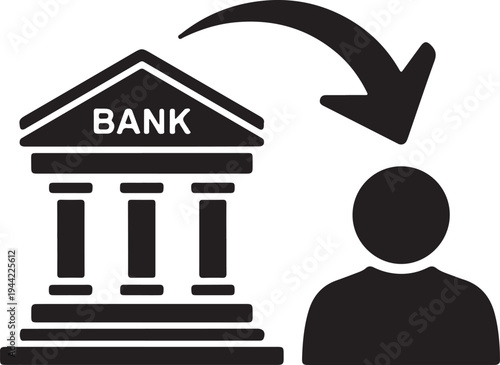 Bank to Customer Transfer Icon – Financial Service Silhouette Vector