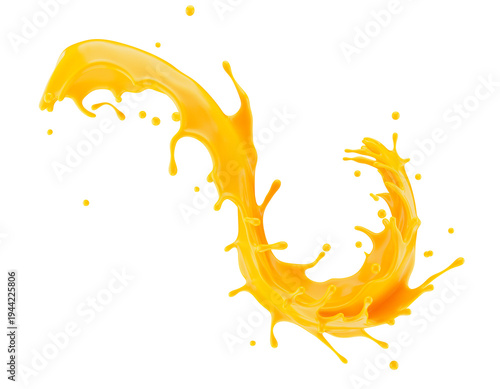 Abstract orange splash isolated on a white background. 3d render