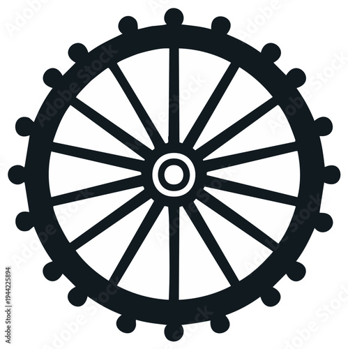 Abstract Silhouette of a Large Ferris Wheel with Spoke Design