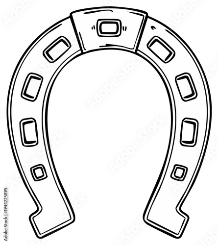 Classic hand drawn horseshoe symbol illustration for luck and western themes