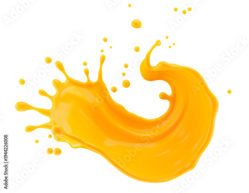 Abstract orange splash isolated on a white background. 3d render