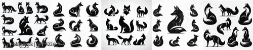 Vector set image silhouette of fox