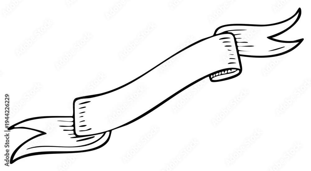 Obraz premium Blank flowing ribbon banner with pointed ends for text and design