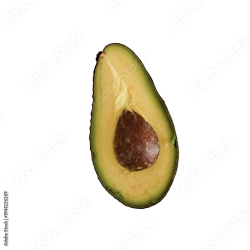 Ripe avocado half with seed isolated on white background healthy organic fruit.