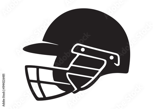 cricket helmet logo silhouette vector, batsman helmet logo silhouette vector illustration, safety helmet logo silhouette, sports protection equipment helmet logo silhouette design on white background