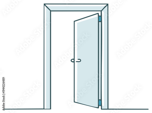 A slightly open door in a simple line art drawing symbolizing opportunity and new beginnings