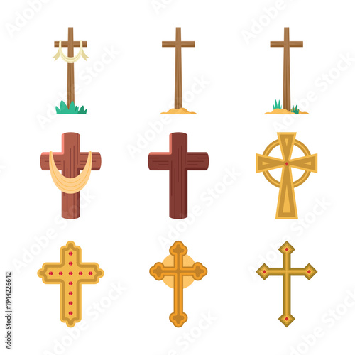 Decorative Religious Cross Faith Set Illustration