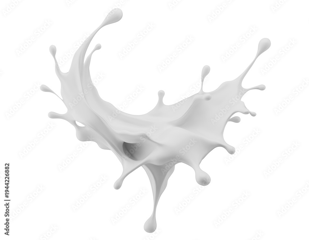 Fototapeta premium Milk splash isolated on a white background. 3d render