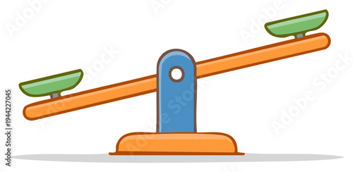 Cartoon illustration of a seesaw for balance and equality