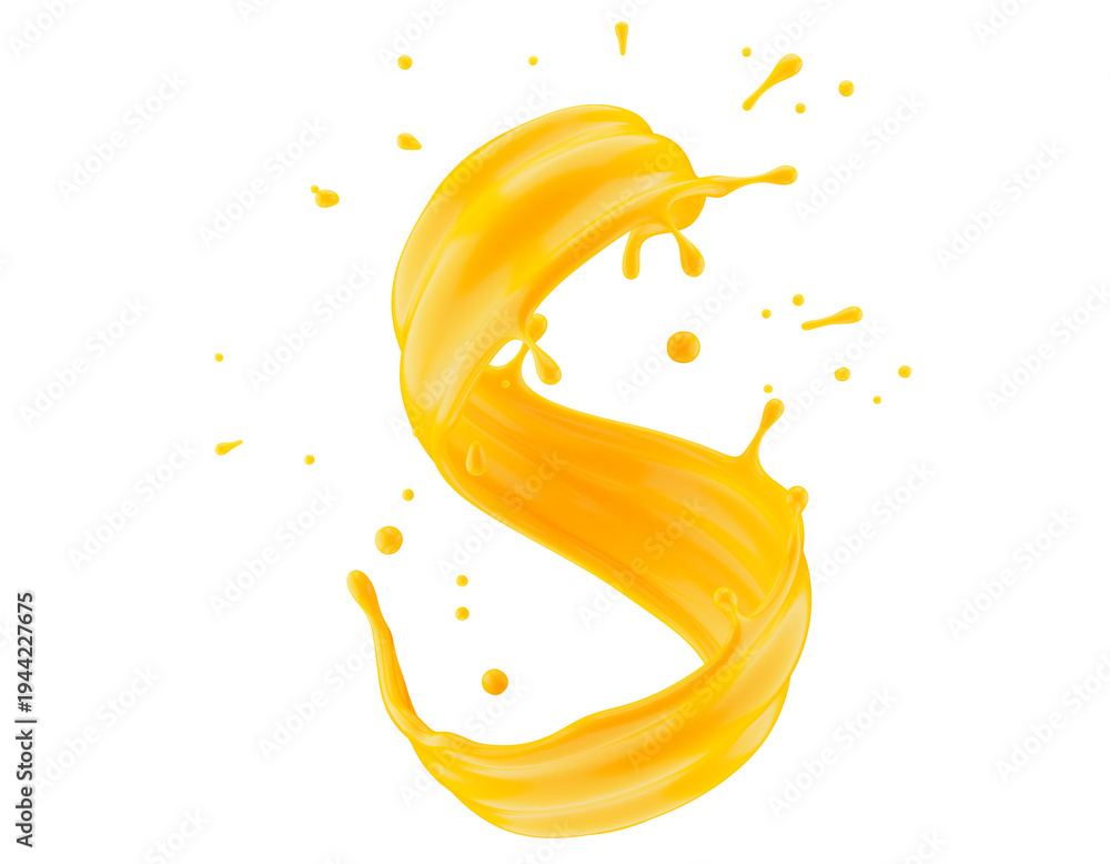 Fototapeta premium Abstract orange splash isolated on a white background. 3d render