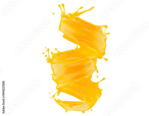 Bild auf Leinwand Abstract orange splash isolated on a white background. 3d render