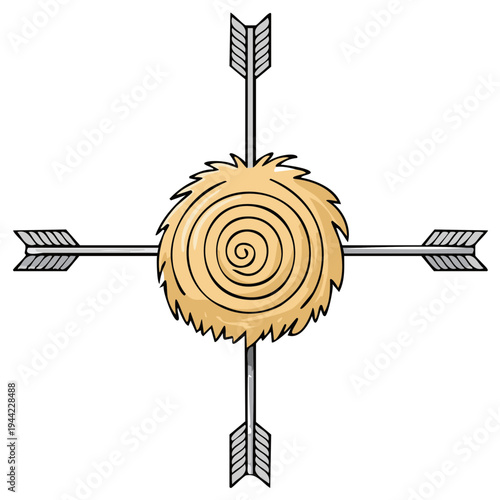 Four Arrows Struck in Archery Target Illustration Representing Accuracy and Success