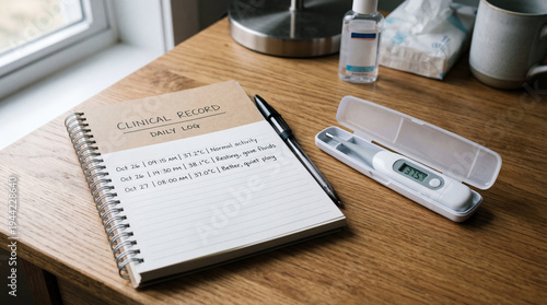 Clinical record daily log tracking illness and health