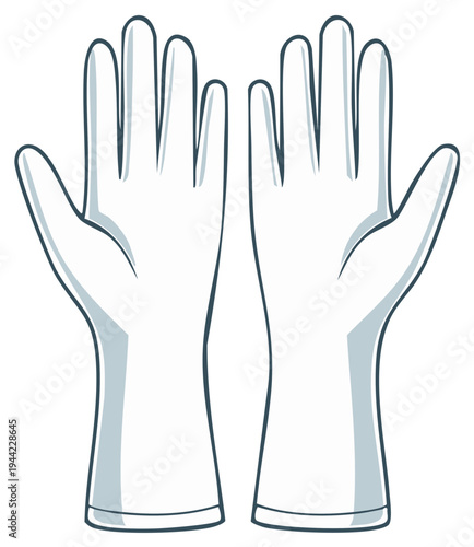 Pair of White Protective Gloves Prevention Hygiene Cleaning Medical Safe Cleanliness